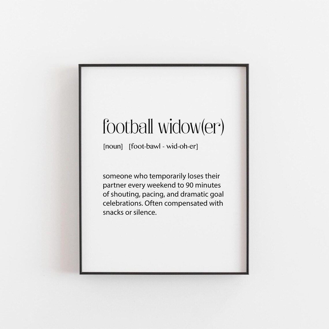 Football Widow Funny Dictionary Definition Sports Spouse Gift Poster