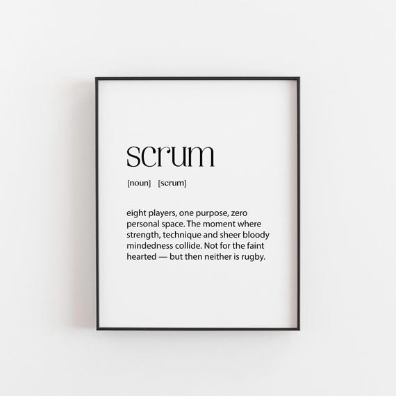 Scrum Definition Funny Rugby Player Eight Players Teamwork Poster