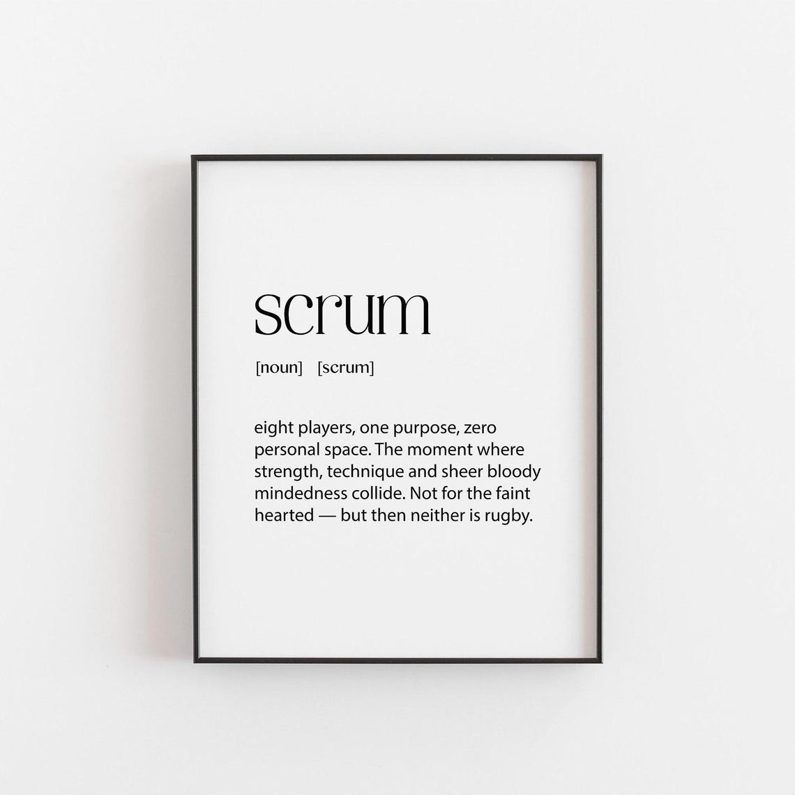 Scrum Definition Funny Rugby Player Eight Players Teamwork Poster