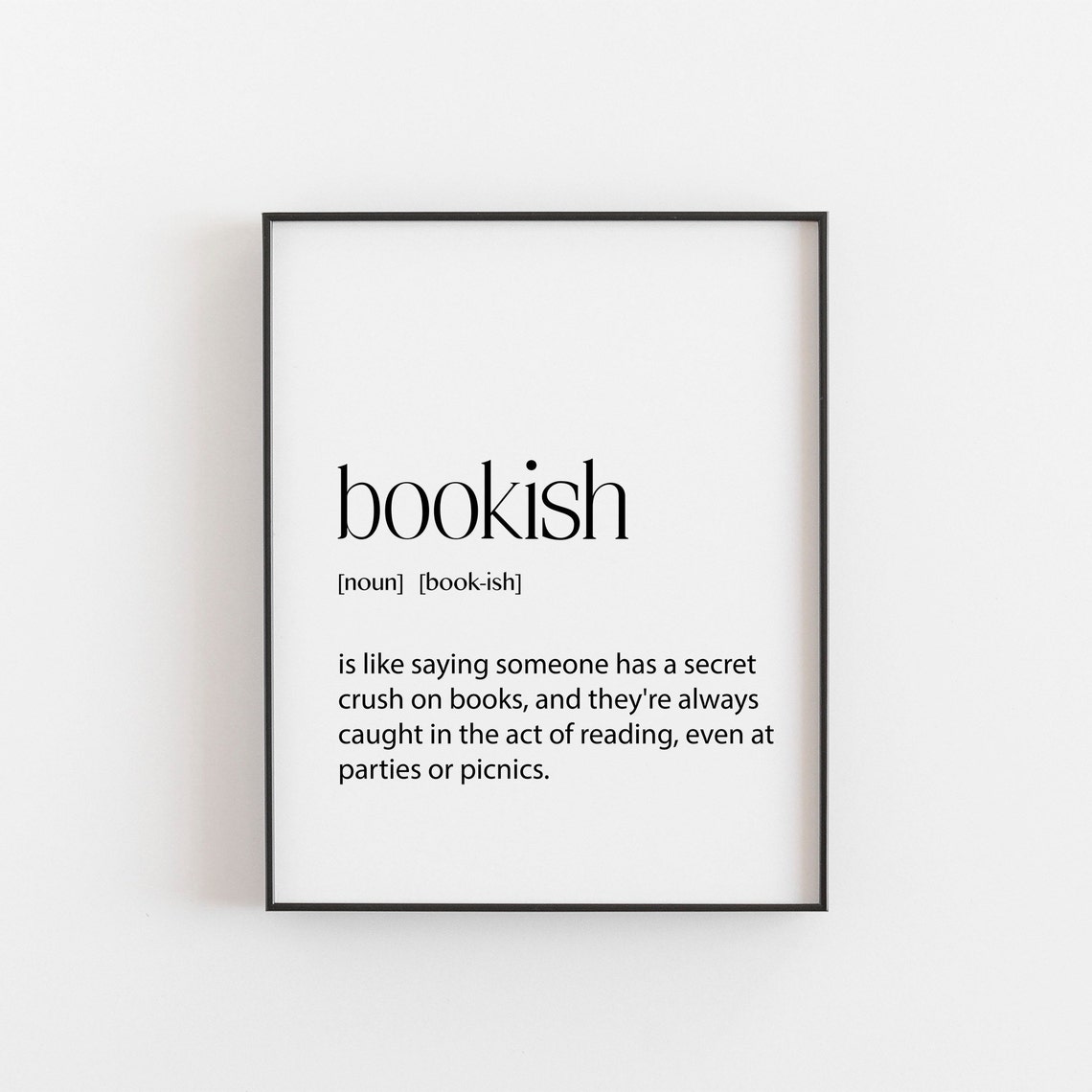 Bookish Definition Dictionary Art Poster for Book Lovers Gift