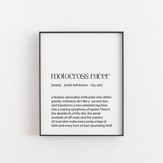 Motocross Racer Funny Definition Adrenaline Dirt Bike Sports Quote Print