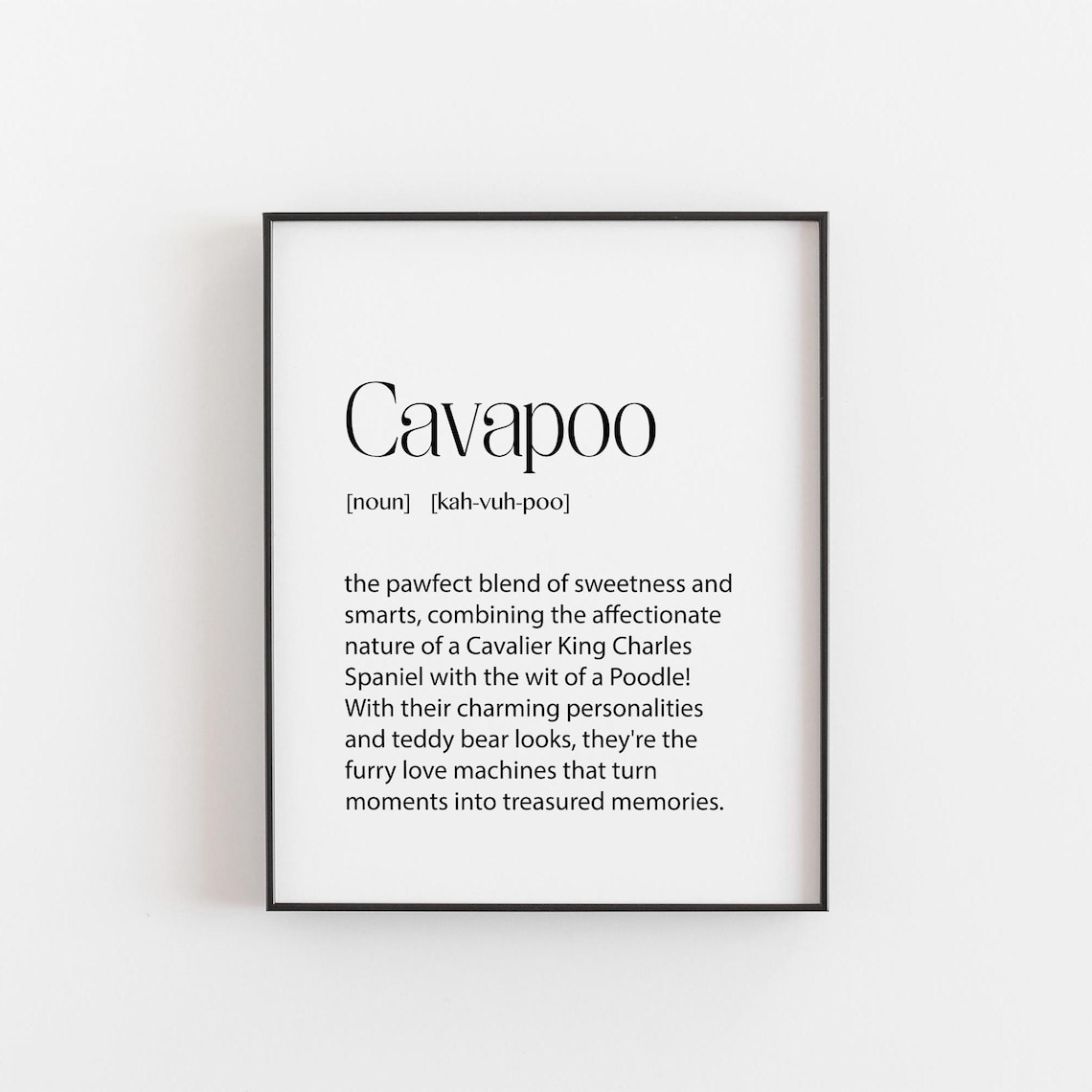Cavapoo Definition Art Print, Cute Dog Lover Decor