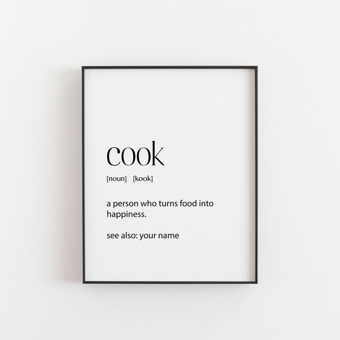 Personalised Cook Definition Poster, Chef Gift