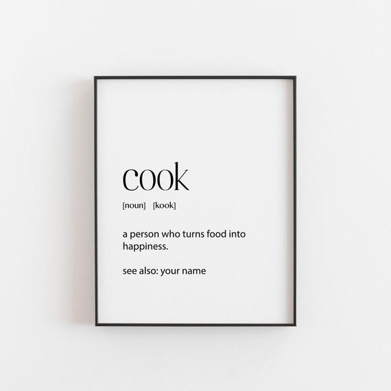 Personalised Cook Definition Poster, Chef Gift
