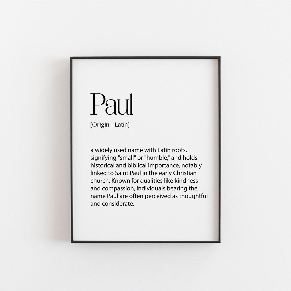 Paul Name Meaning Latin Small Humble Saint Origin Gift Poster