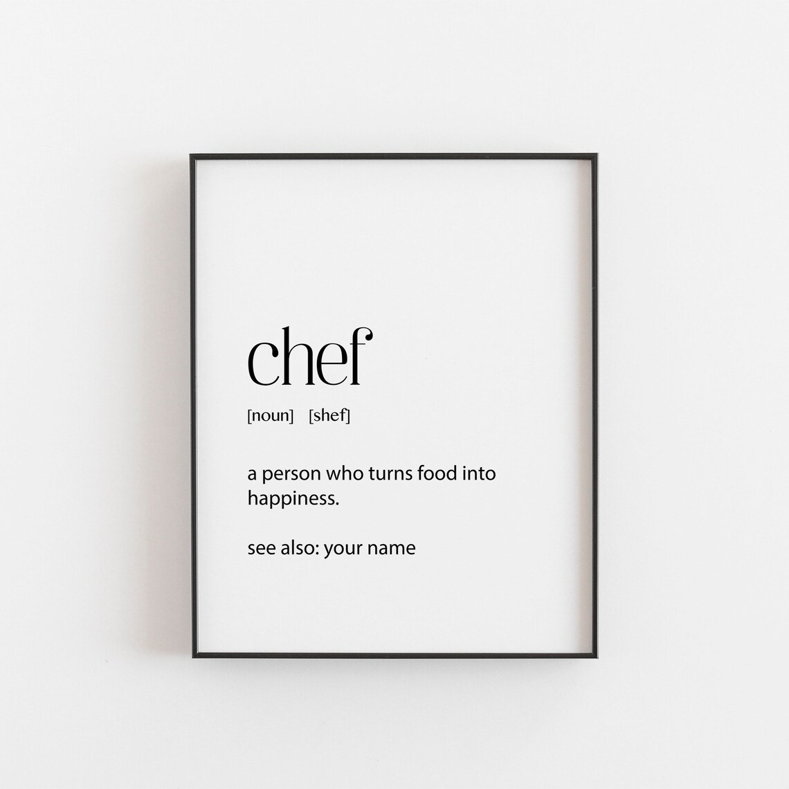 Personalised Chef Wall Art, Gift for Kitchen