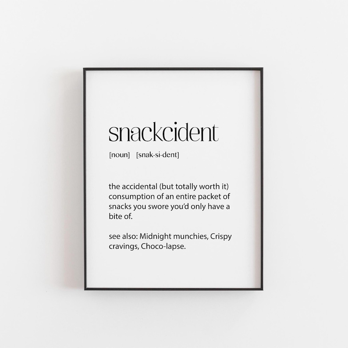 Snackcident Funny Food Fail Art Print, Midnight Munchies