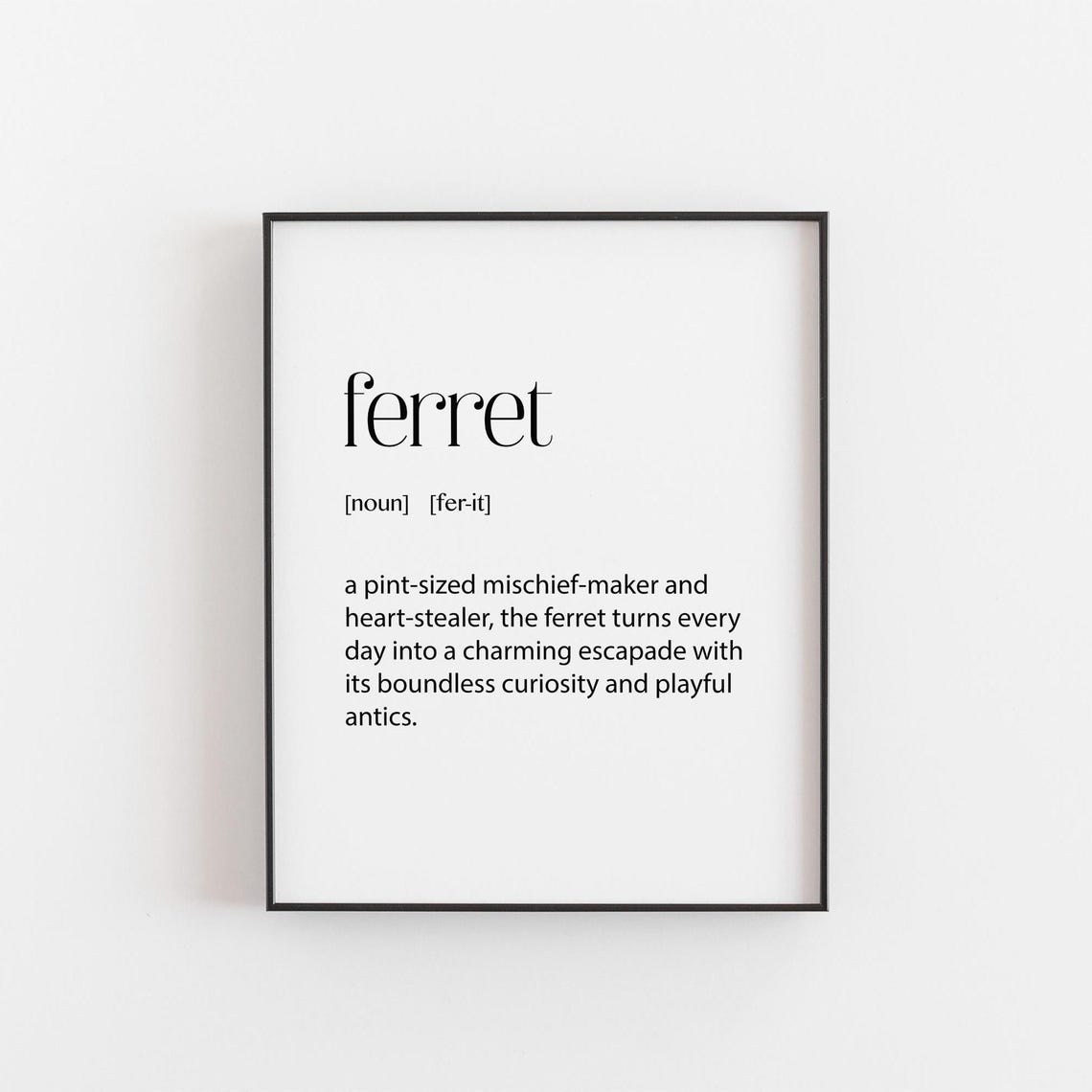 Ferret Dictionary Definition Funny Pet Lover Typography Poster