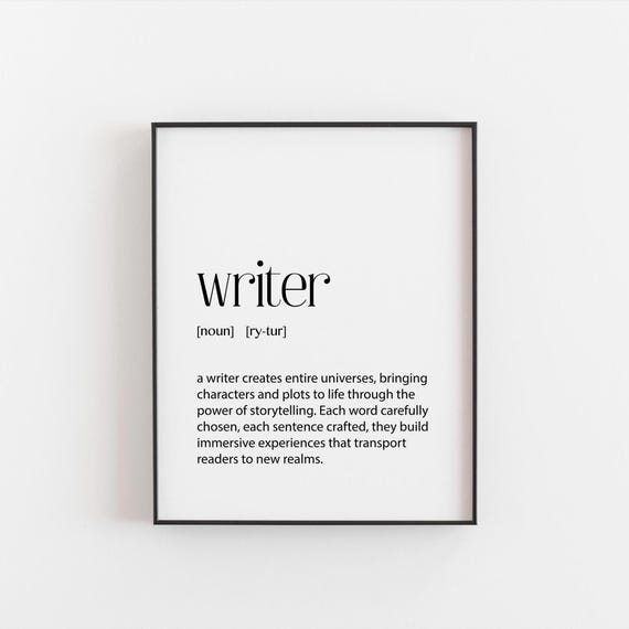 Writer Definition Art Print, Creative Writing Decor