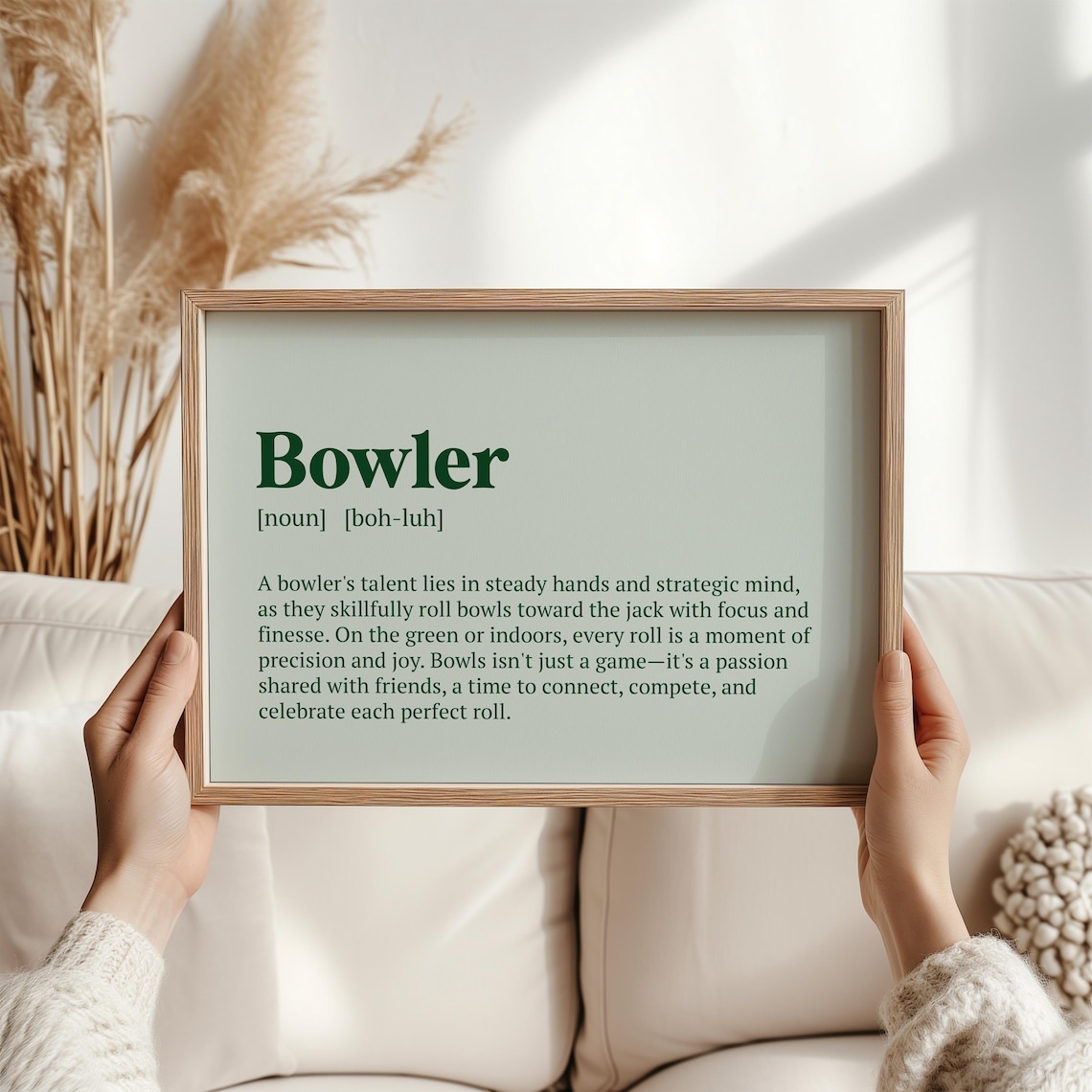 Lawn Bowls Christmas Wall Art Print, Bowler Gift