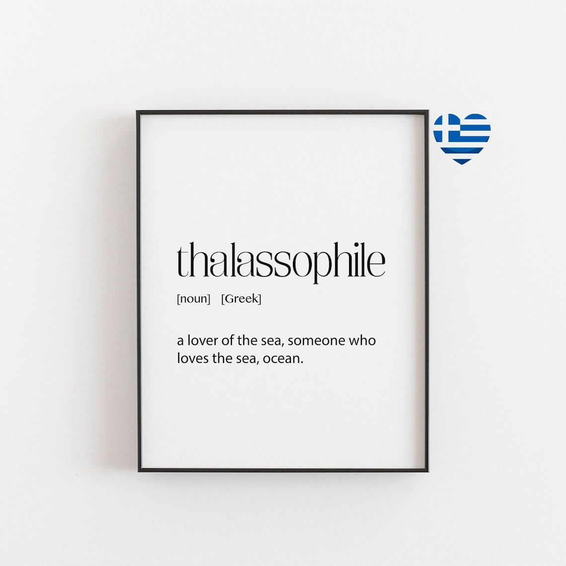 Greek Thalassophile Definition Art Print, Coastal Decor