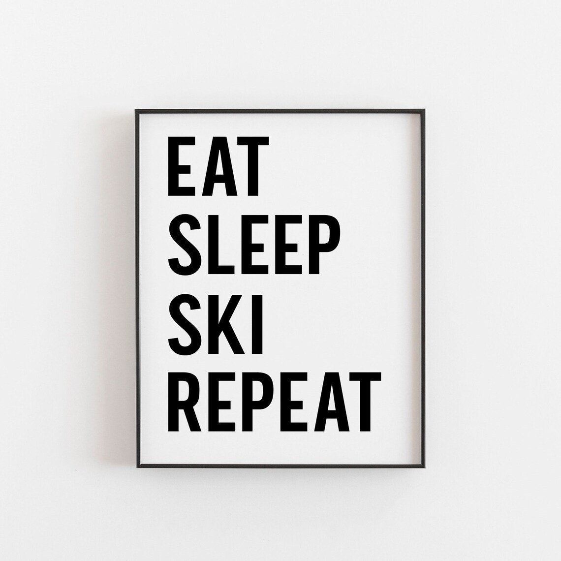 Eat Sleep Ski Repeat Skiing Art Print, Instructor Gift