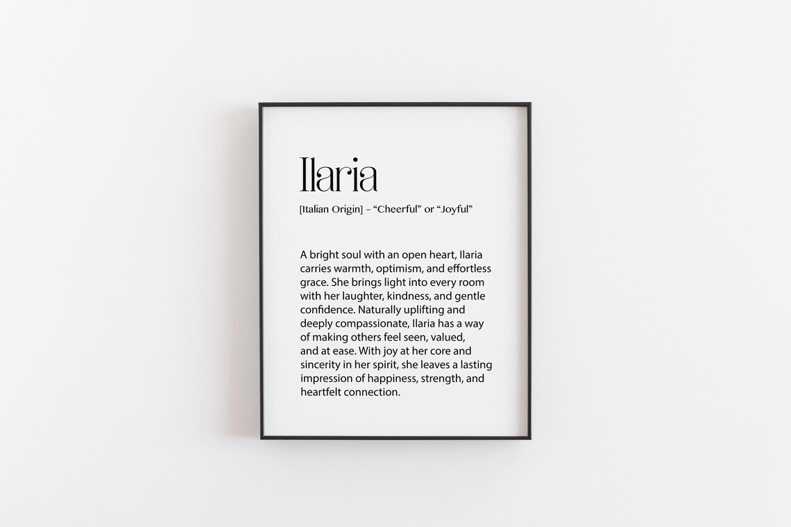 Ilaria Name Meaning Italian Definition Minimal Serif Typography Art Poster
