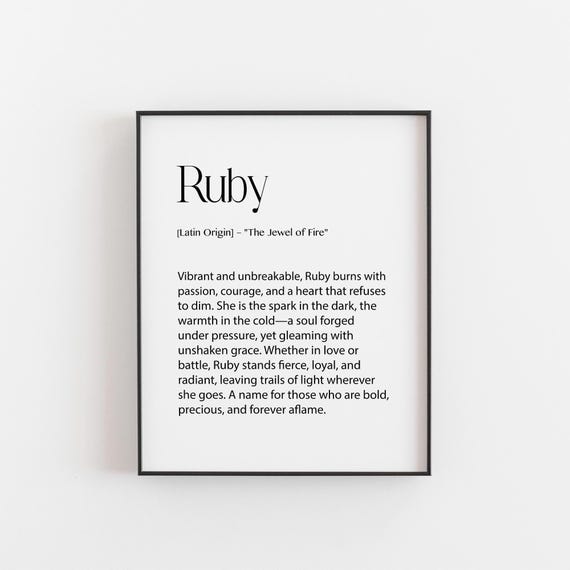 Ruby Name Print, Latin Origin Bold Art Print