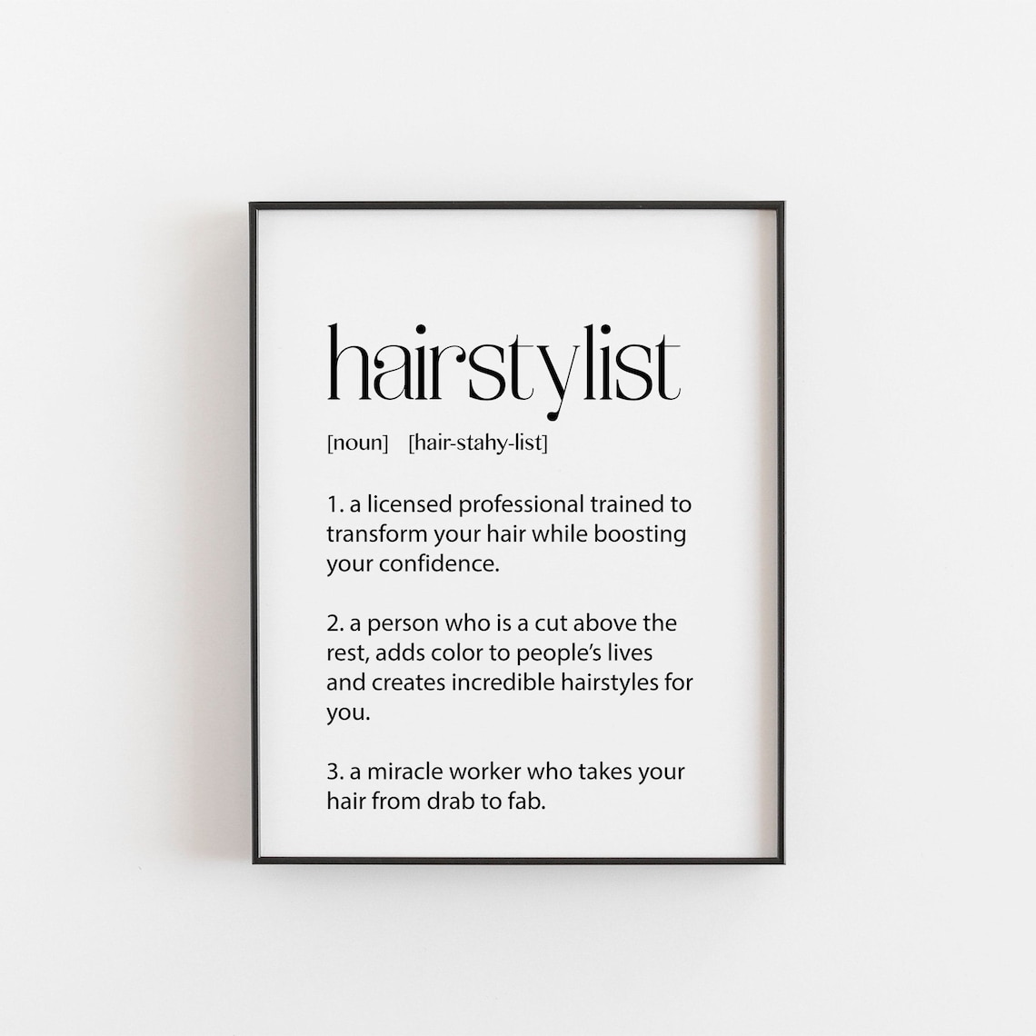 Hairdresser Definition Art Print, Salon Gift Decor