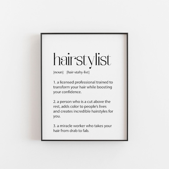 Hairdresser Definition Art Print, Salon Gift Decor