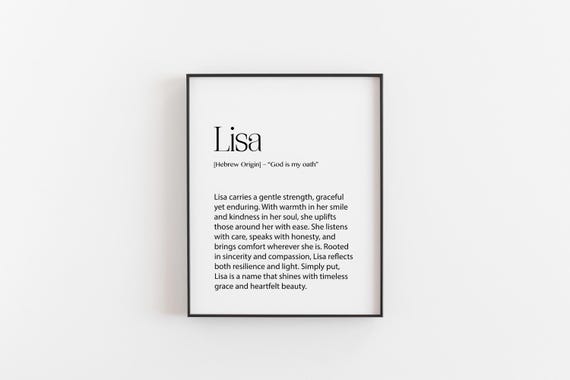 Lisa Name Meaning Print, Baby Decor Gift