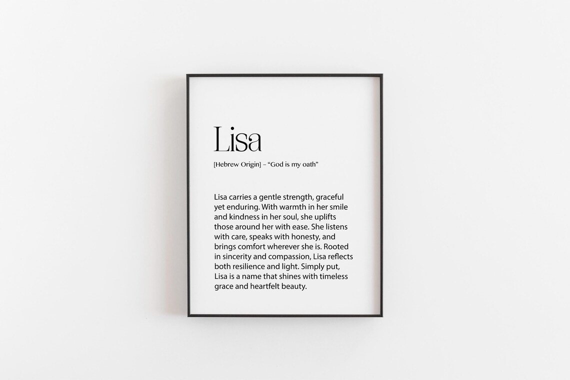 Lisa Name Meaning Print, Baby Decor Gift