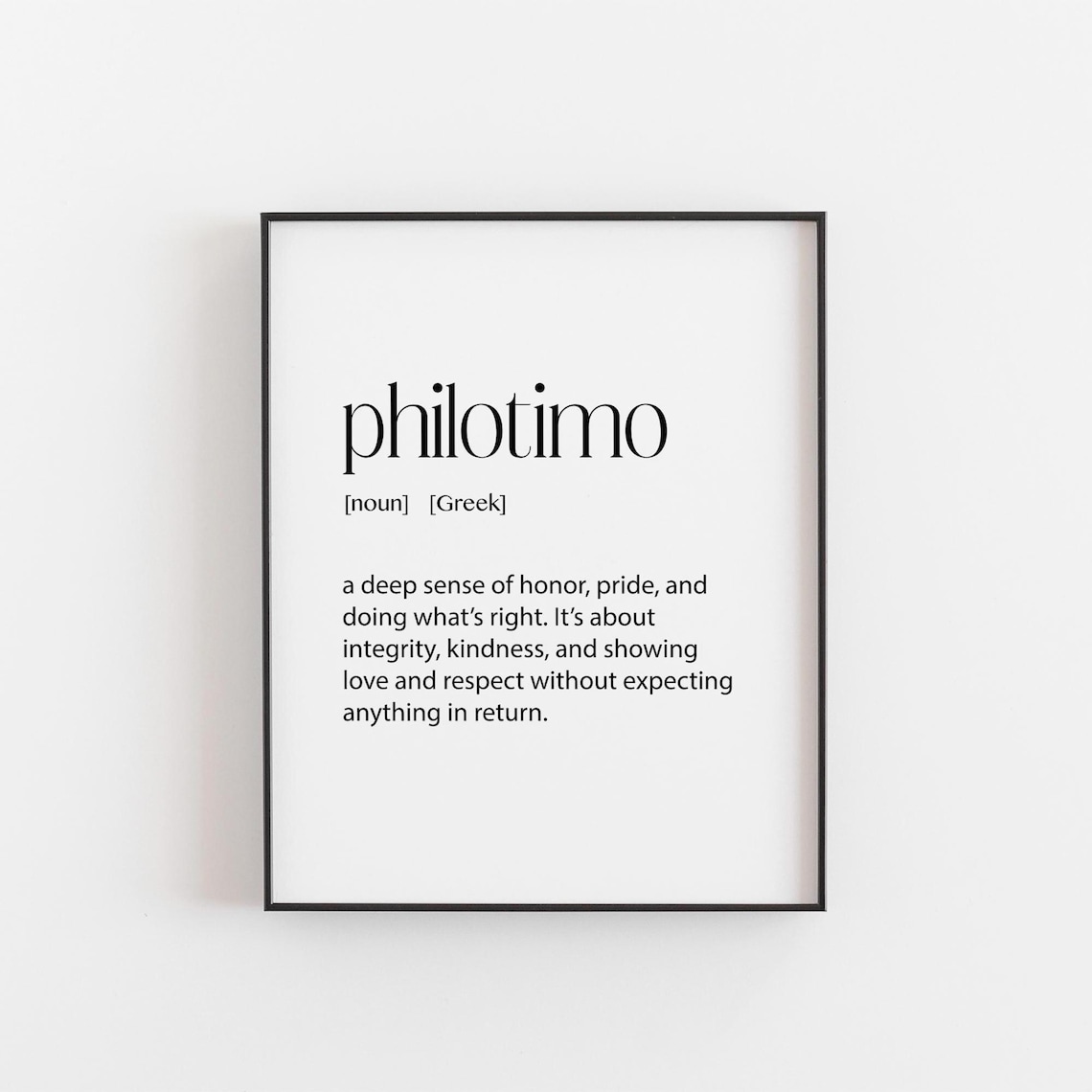 Philotimo Greek Word Art Poster, Hellenic Values