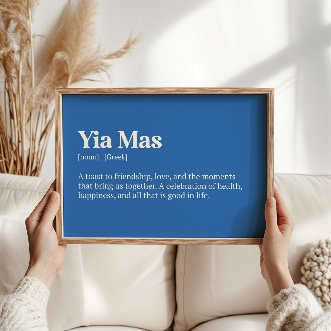 Yia Mas Greek Toast Definition Print Friendship Health Teal Wall Decor - Image 3