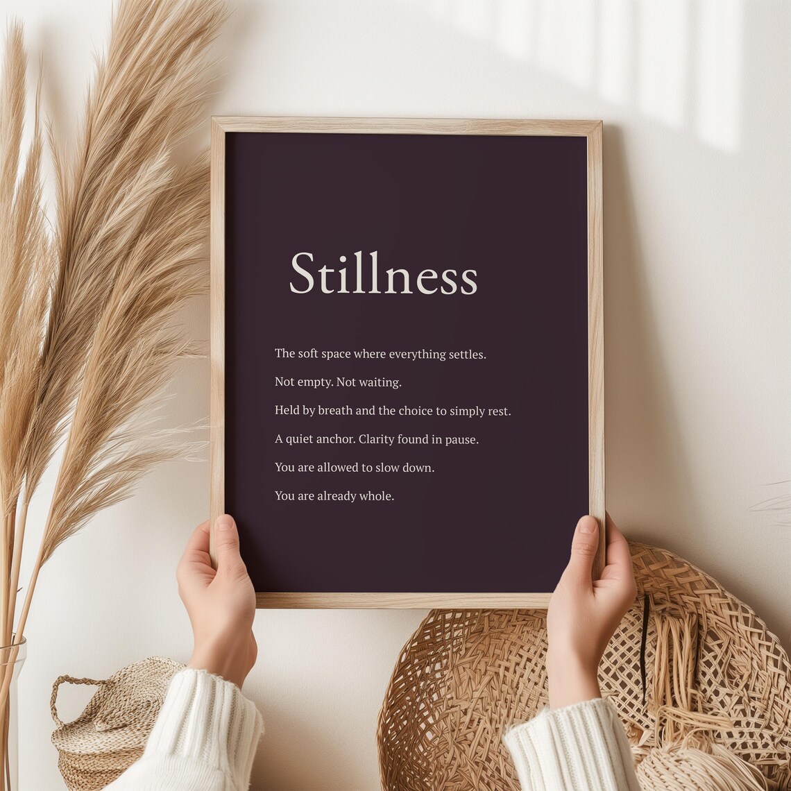 Stillness Minimalist Mindfulness Quote Art Print