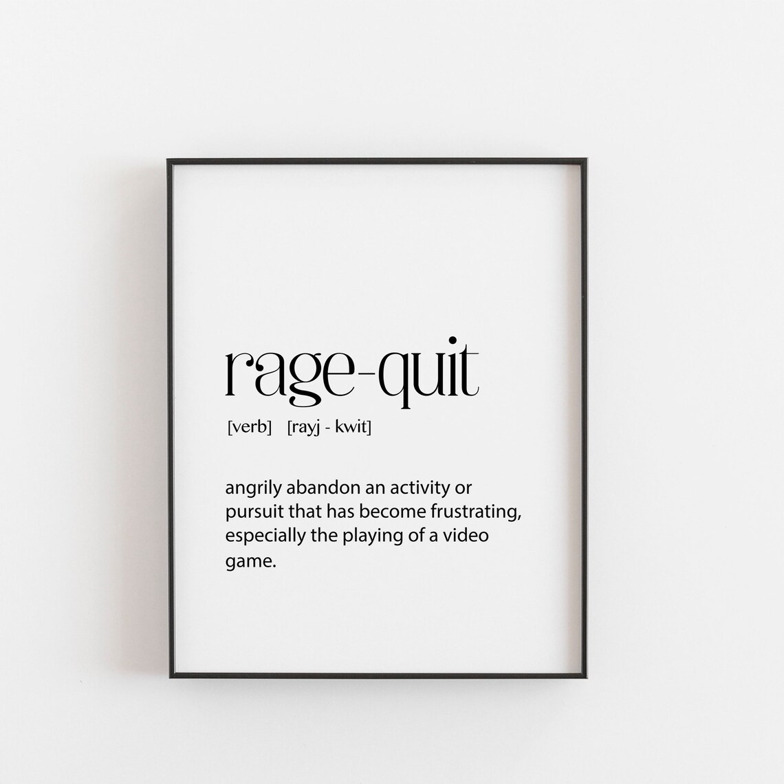 Rage Quit Gaming Wall Art Print, Boy Bedroom Decor