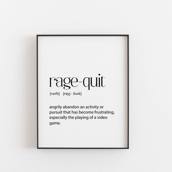 Rage Quit Gaming Wall Art Print, Boy Bedroom Decor