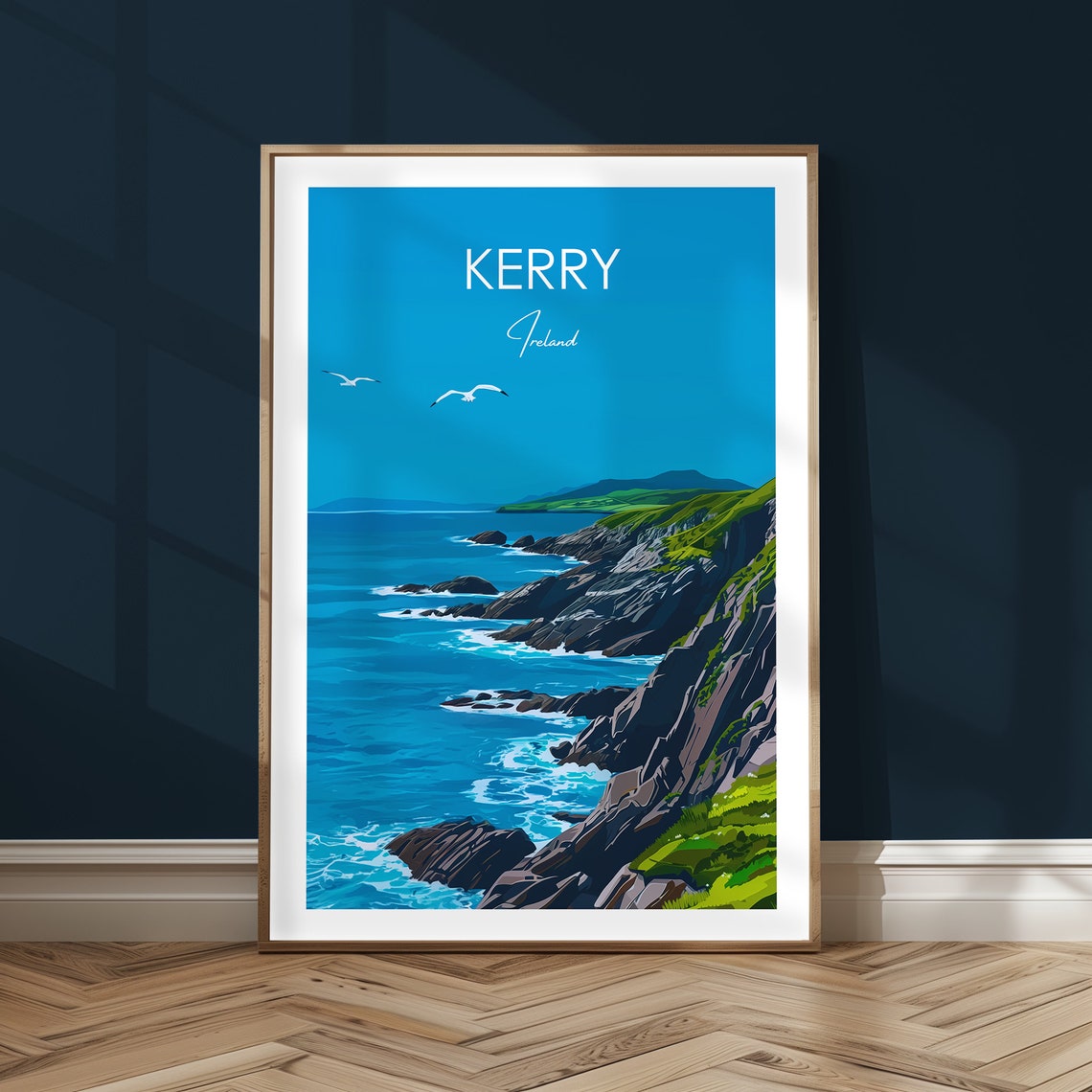 Kerry Ireland Rugged Sea Cliffs Atlantic Coastline Travel Poster