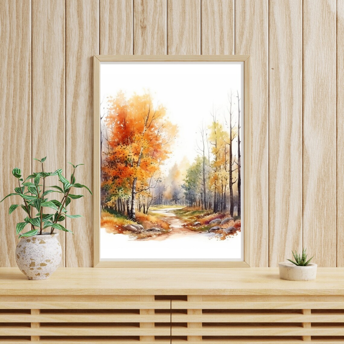 Fall Landscape Painting, Autumn Watercolor - Image 2