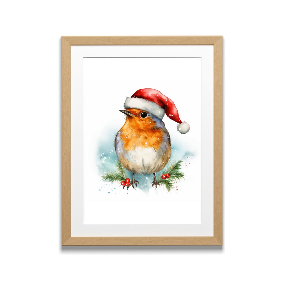 Christmas Robin Bird Watercolor, Nursery Decor - Image 5