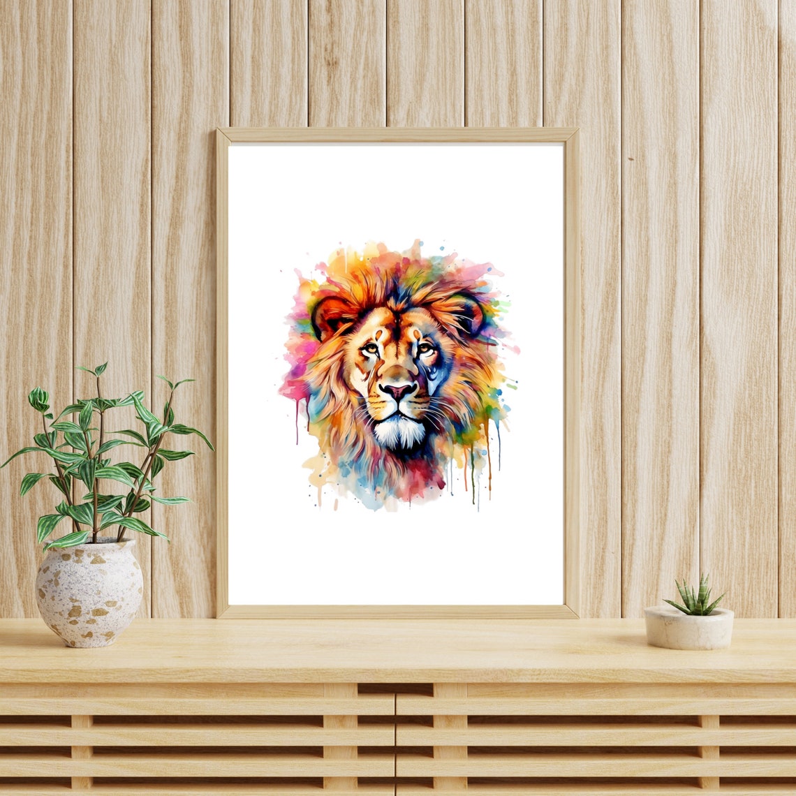 Lion Alcohol Ink Watercolor Art Print, Wildlife - Image 2