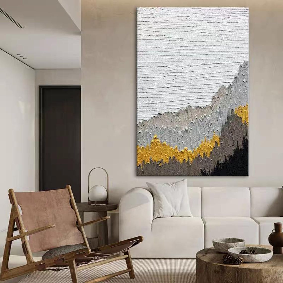 White Greyscale Fade Abstract Cool Tone Modern 3D Texture Art Poster - Image 3