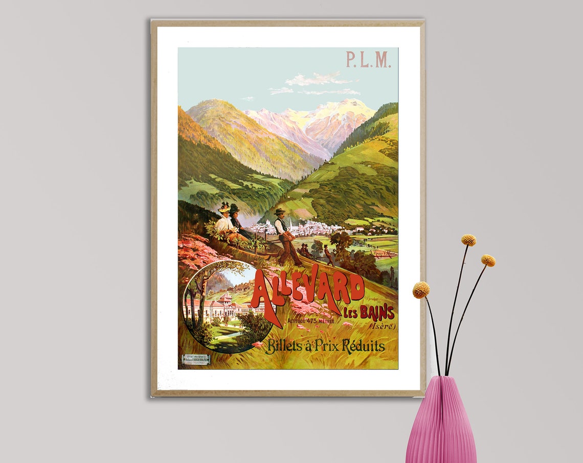 Allevard Les Bains Isere French Alps Spa Vintage Travel Poster