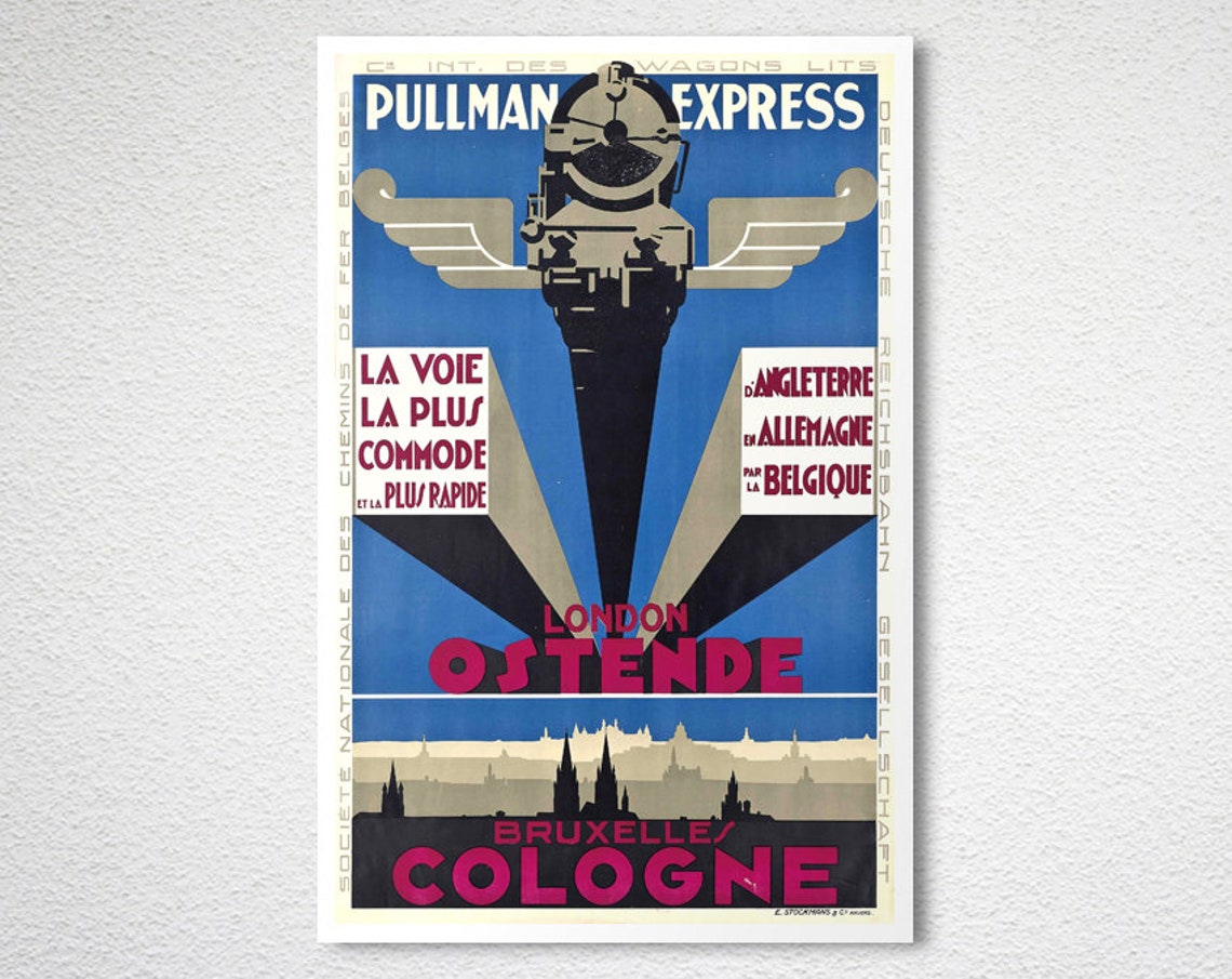 Pullman Express London Ostende Bruxelles Cologne Art Deco Rail Poster - Image 2