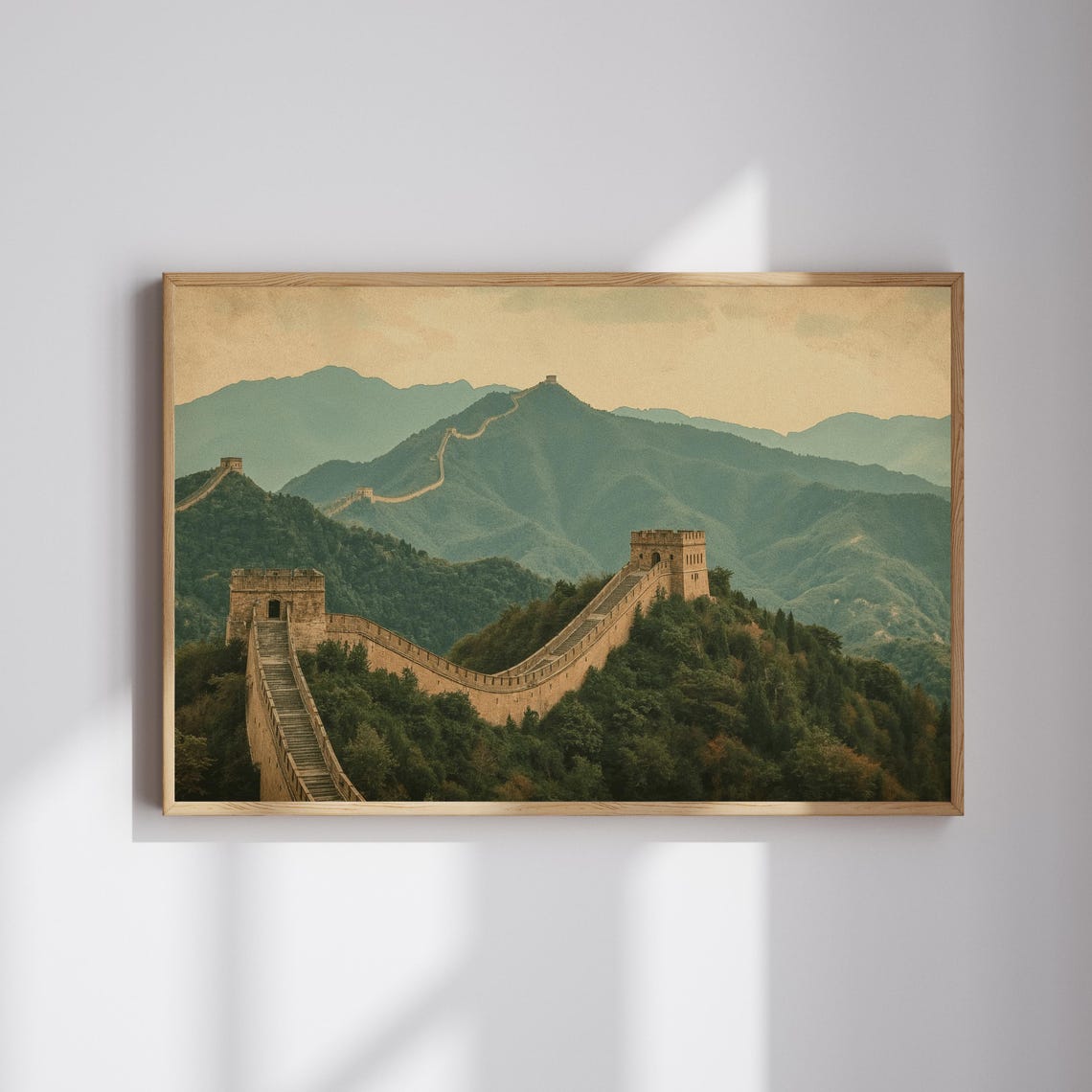 Great Wall Of China Winding Mountain Range Vintage Travel Poster