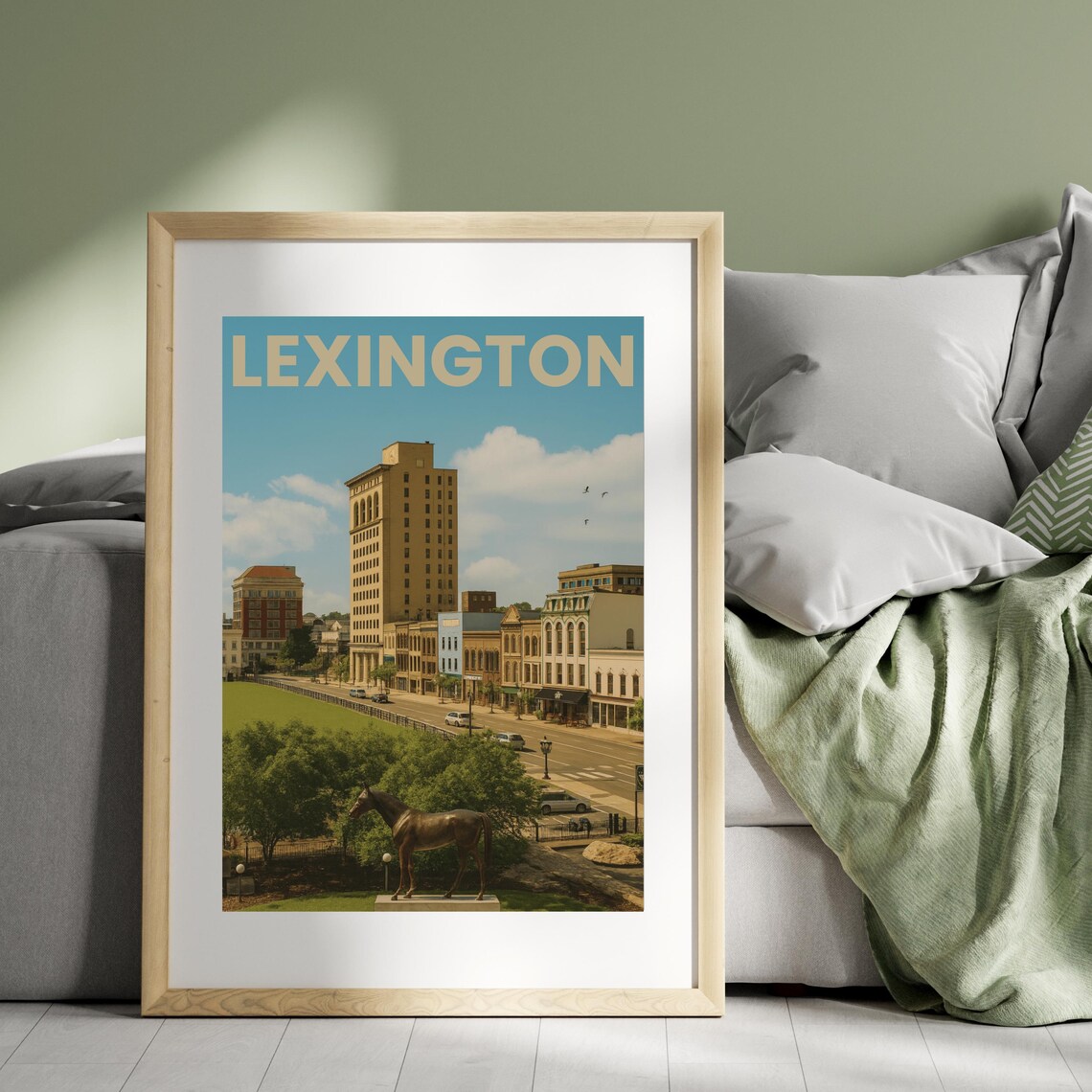Lexington Kentucky Vintage Skyline Travel Poster