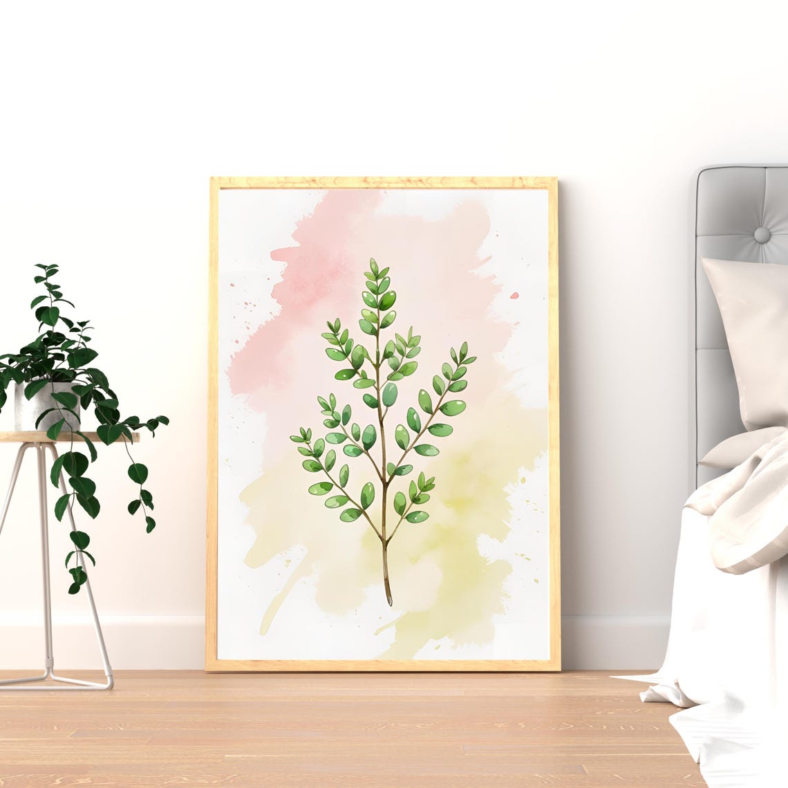 Watercolor Marjoram Herb Print Delicate Botanical Kitchen Wall Art
