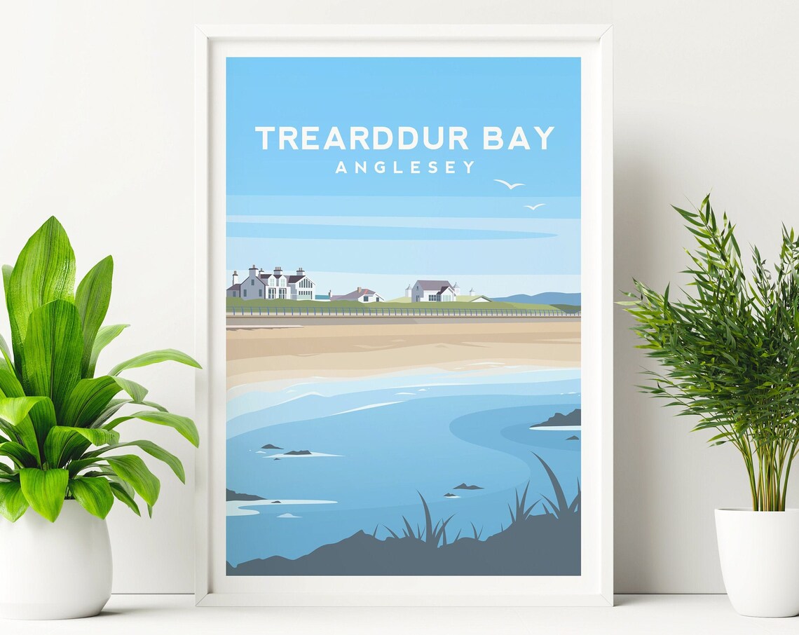 Trearddur Bay Anglesey Travel Poster, North Wales