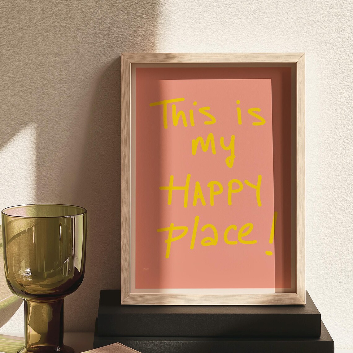 This Is My Happy Place Pink Handwritten Quote Cheerful Wall Poster - Image 2