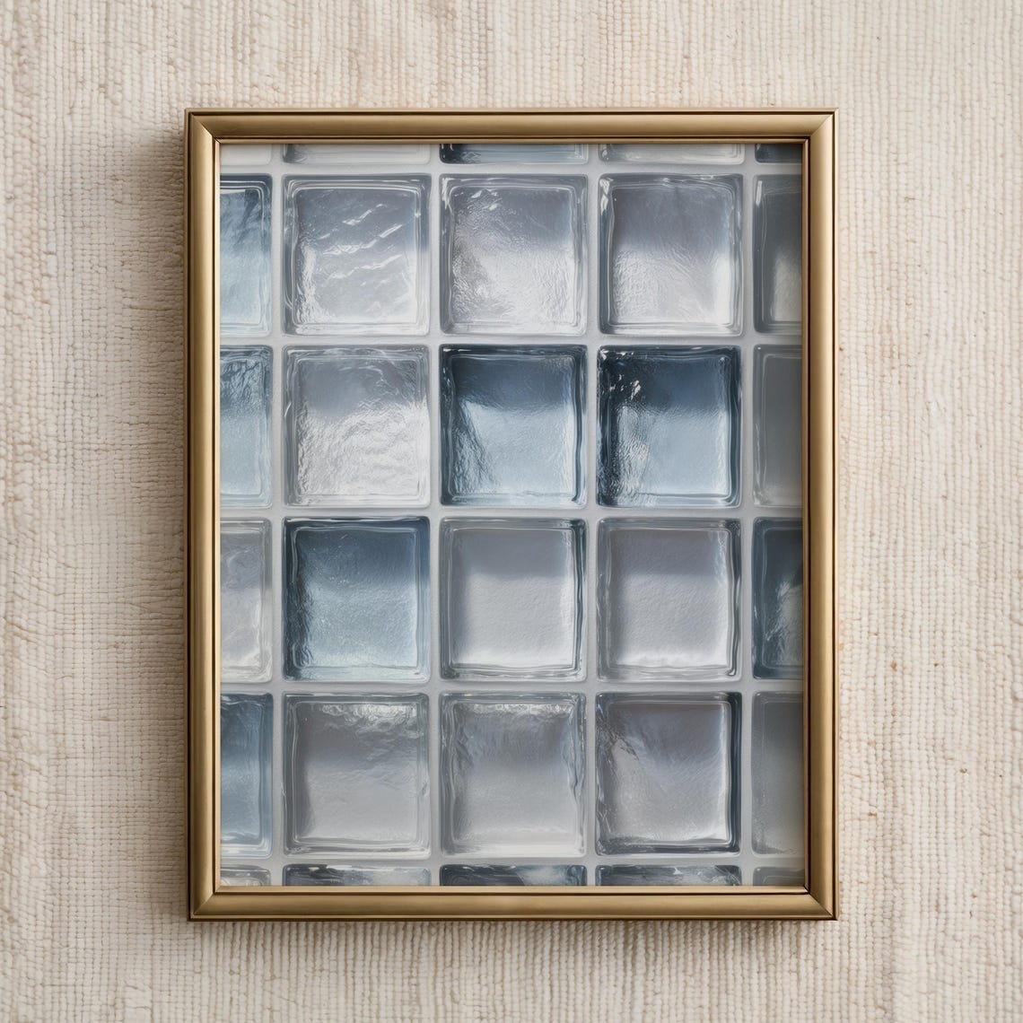 Silver Glass Tile Grid Abstract Textured Modern Wall Decor Poster
