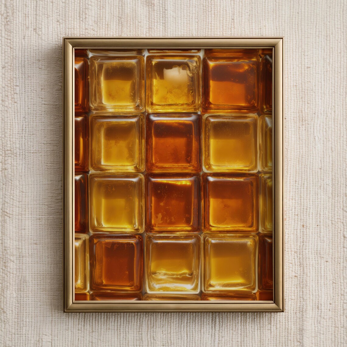 Amber Glass Tile Retro Abstract, Mid-Century Art Print