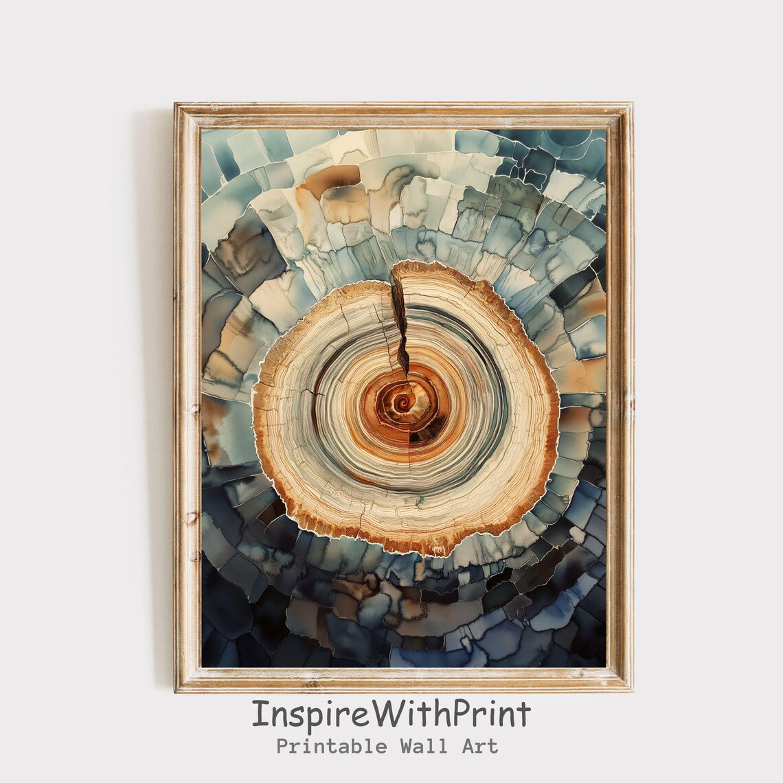 Morden Abstract Tree Rings Art Print, Boho Nordic