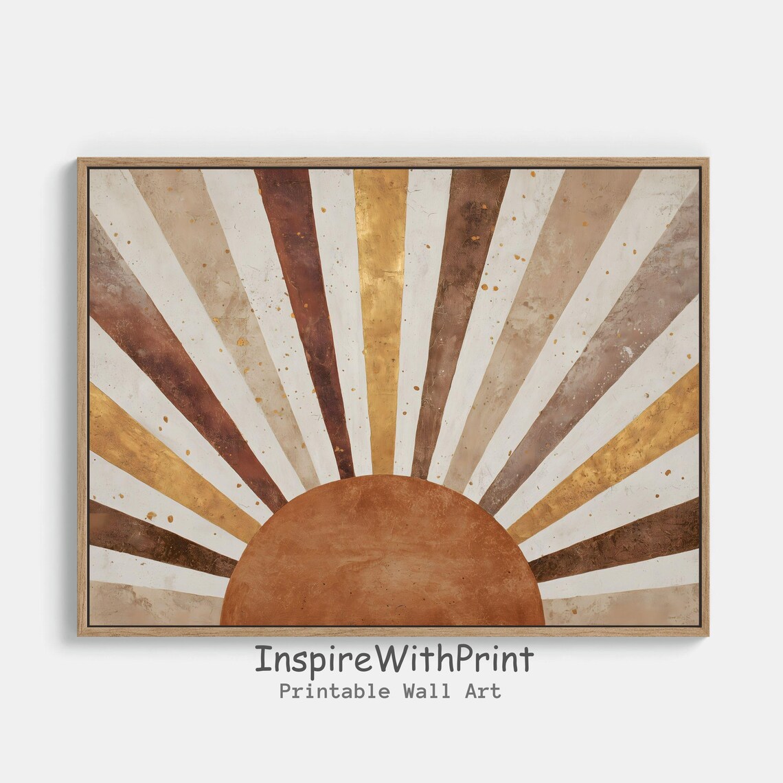 Boho Sun Print Horizontal Art Abstract Sunrise Midcentury Modern Earthtones Playroom Poster Nursery