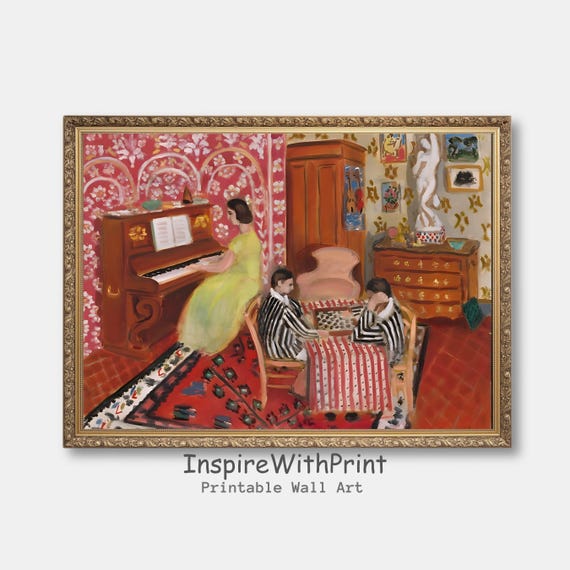 Henri Matisse Print Vintage Interior Painting Wall Art Kids Playing Colorful Eclectic
