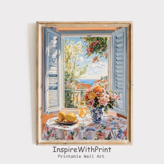 Matisse Open Window Art Coastal Lemon Print Mediterranean Painting Pastel Colors Modern Exhibition Wall