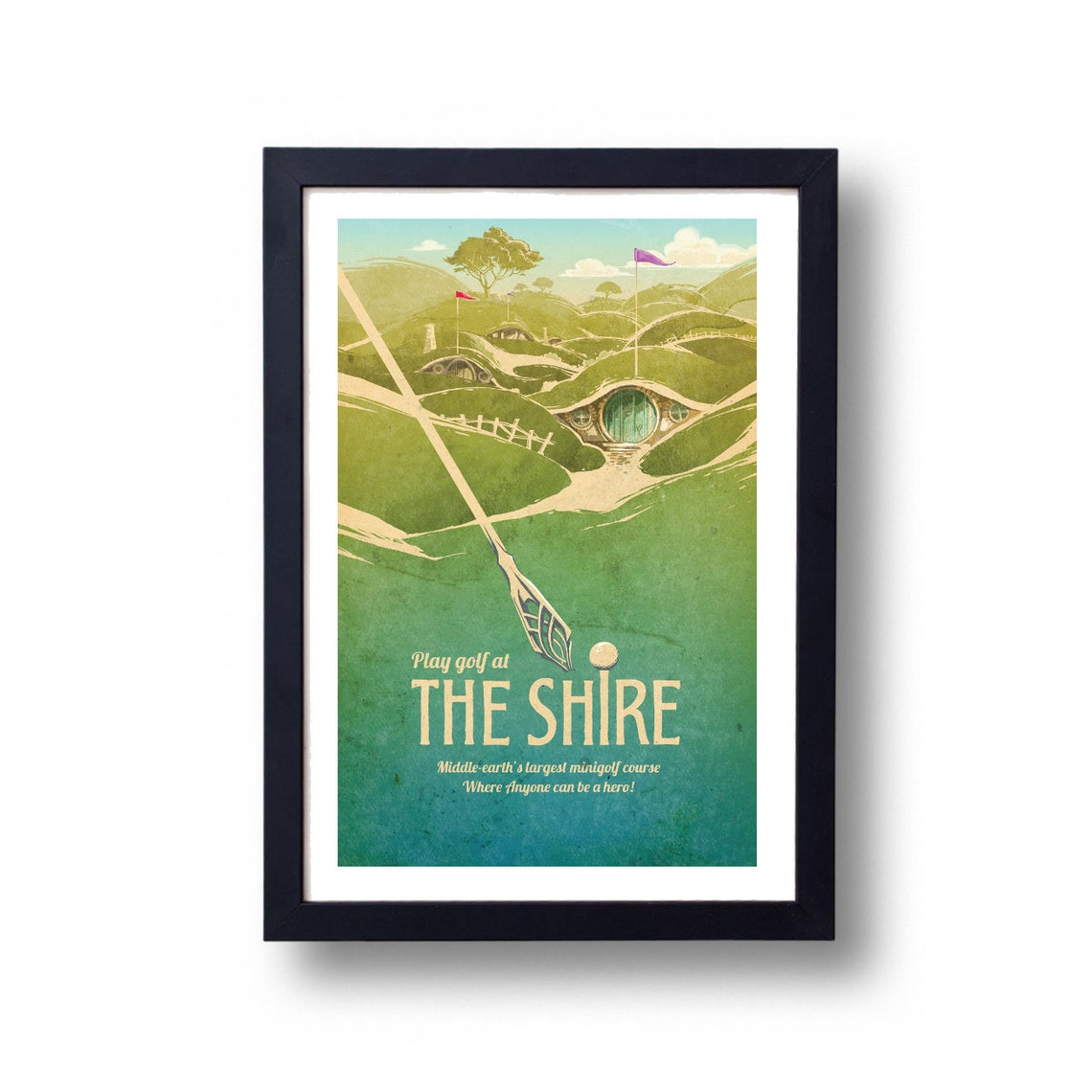 Lord Of The Rings Poster The Shire Minigolf Travel Poster Lord Of The Rings Art Lord Of The Rings The Hobbit Lotr Art Lotr Tolkien - Image 2