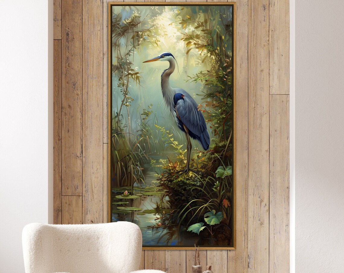 Blue Heron Bird Art, Muted Colors Wall Art Print - Image 5