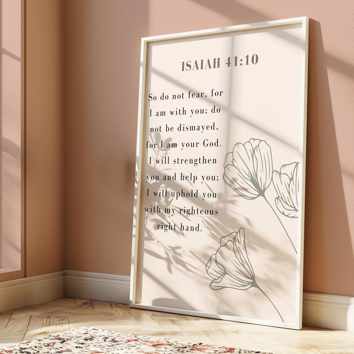 Isaiah 41 10 Bible Verse Do Not Fear Scripture Poster Floral Line Art - Image 3