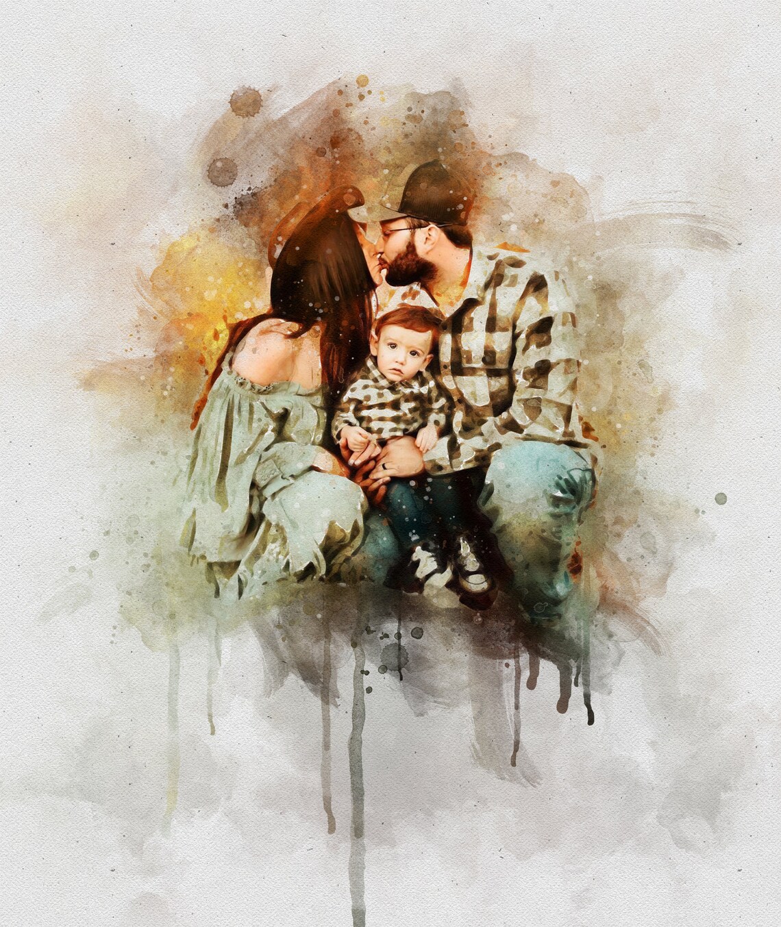 Custom Watercolor Couple Portrait Romantic Gift Art Wall Print - Image 2