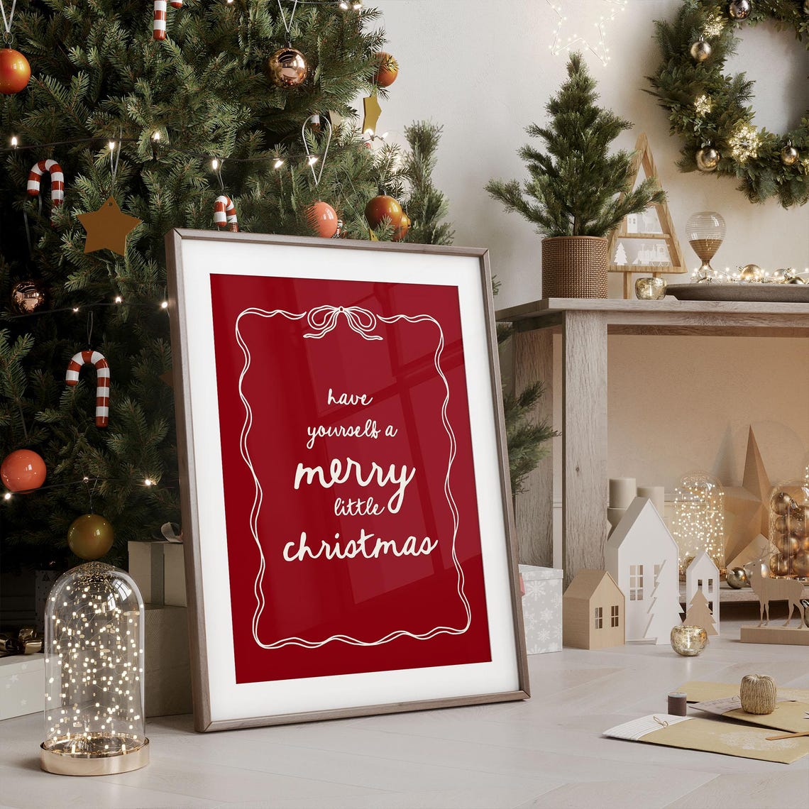 Have Yourself A Merry Little Christmas Poster Red Holiday Sign Decor - Image 3